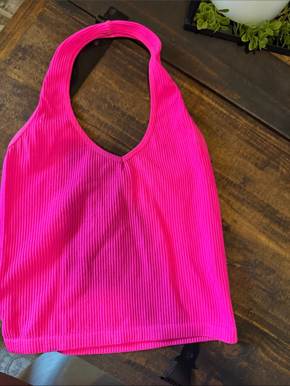 SD Collection Hot Pink Ribbed Halter Tank